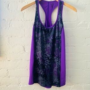 Champion Womens Activewear Tank Duo Dry Racerback Purple Black Print Top S